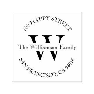 Tampon Auto-encreur Elegant Monogram Family Adresse de retour