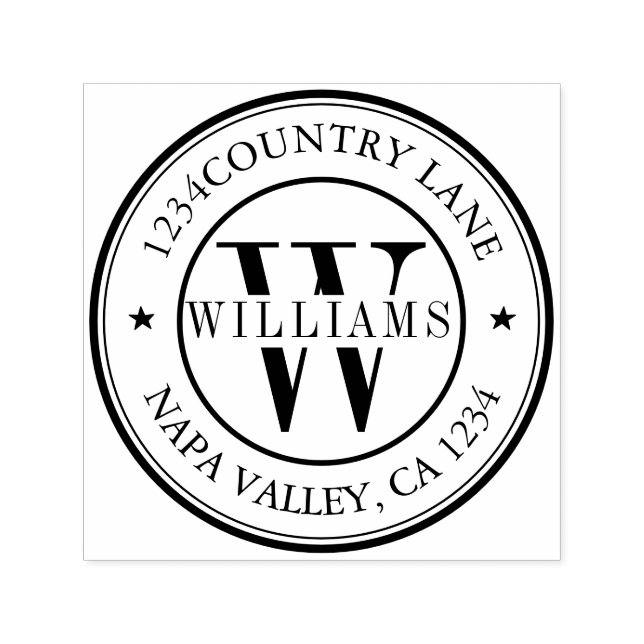 Tampon Auto-encreur Élégant Monogramme Adresse de retour Self-ink (Design)