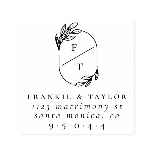 Tampon Auto-encreur Élégant monogramme de couronne | Adresse de retour (Design)