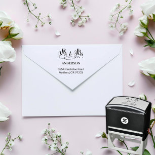 Tampon Auto-encreur Elegant Mr & Mrs - Calligraphie avec Serif Font