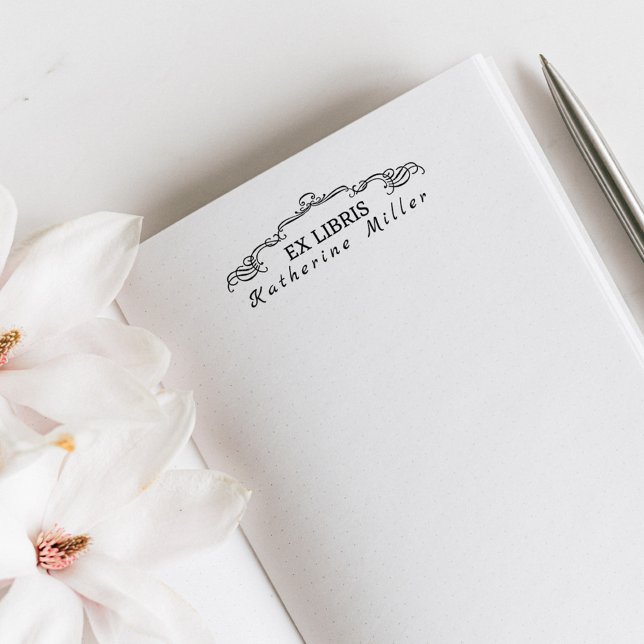 Tampon Auto-encreur Élégant Ornamental Ex Libris Livres de bibliothèqu (Créateur téléchargé)