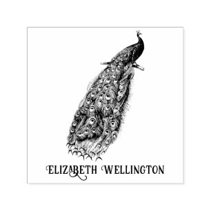 Tampon Auto-encreur Élégant Peacock sur un nom de branche