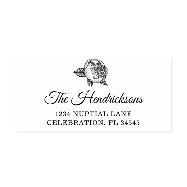 Tampon Auto-encreur Elegant Peony Floral Adresse de retour (Design)