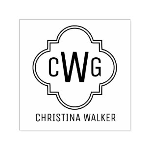 Tampon Auto-encreur Élégant Quatrefoil marocain 3 Nom initial