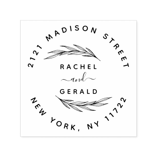 Tampon Auto-encreur Elégant Rustic Mariage Personnalisé Noms Adresse A (Design)