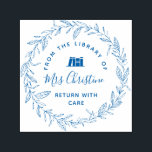 Tampon Auto-encreur Élégant script de bibliothèque botanique timbre li<br><div class="desc">Un design botanique avec un script personnalisé et des détails de texte personnalisés.</div>