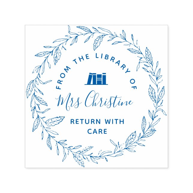 Tampon Auto-encreur Élégant script de bibliothèque botanique timbre li (Design)