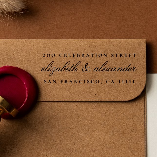 Tampon Auto-encreur Élégant script de calligraphie | Adresse de retour (Rubber Stamp Mock-up)