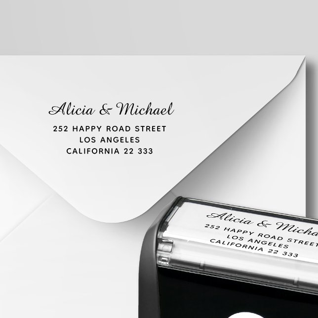 Tampon Auto-encreur Élégant script de calligraphie mariage adresse de  (Créateur téléchargé)