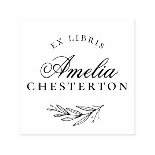 Tampon Auto-encreur Élégant Script Ex Libris   Plaque d'enregistrement
