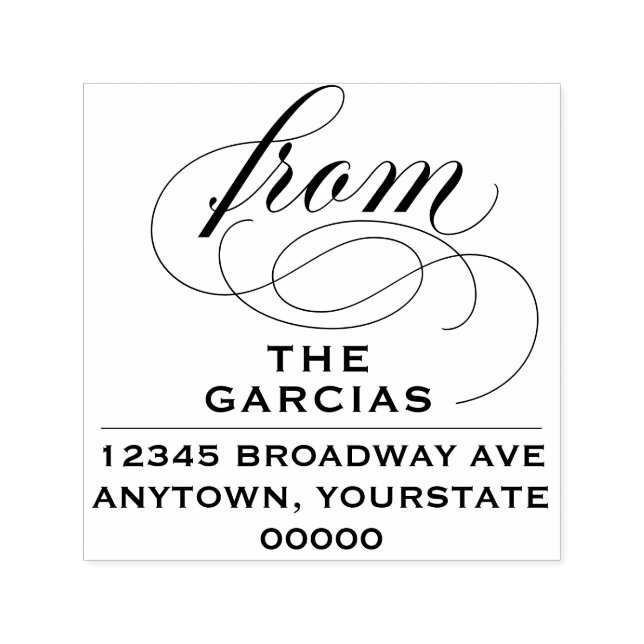 Tampon Auto-encreur Élégant Script Flourish Adresse de retour (Design)
