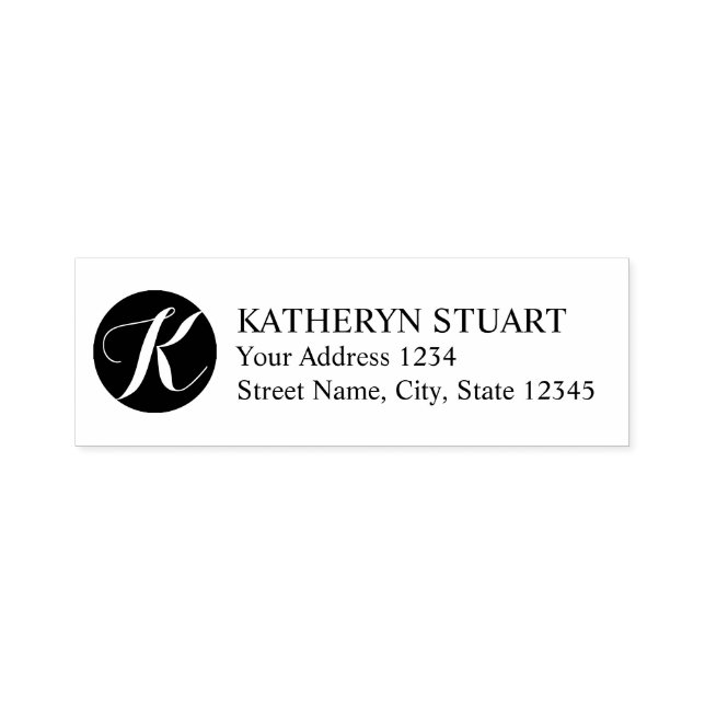 Tampon Auto-encreur Élégant Script Monogramme Adresse de retour (Design)