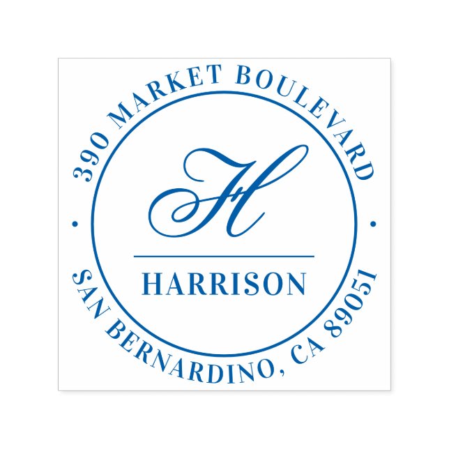 Tampon Auto-encreur Élégant Script Monogramme Nom de famille Adresse d (Design)