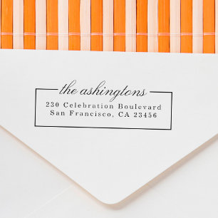 Tampon Auto-encreur Élégant Script Nom de famille Vintage Adresse de r