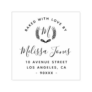 Tampon Auto-encreur Élégant script personnalisé commerce logo boulange