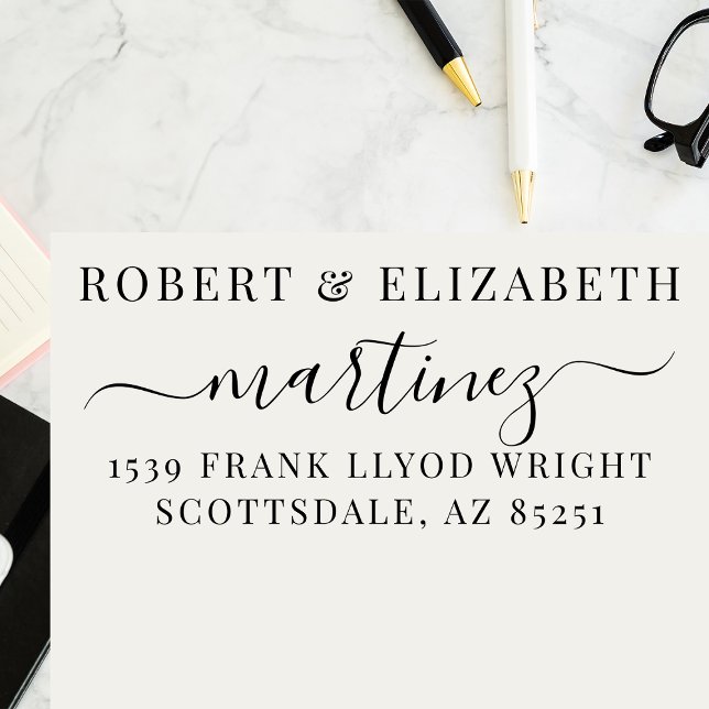 Tampon Auto-encreur Élégant Simple Calligraphie Script Adresse de reto (Créateur téléchargé)