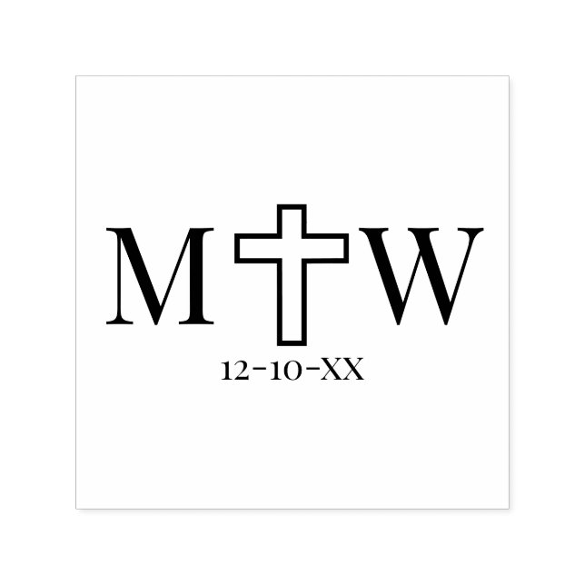 Tampon Auto-encreur Élégant Simple Croix Couple 2 Init Monogramme Date (Design)