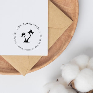 Tampon Auto-encreur Élégant Simple Palm Tree Family Adresse de retour