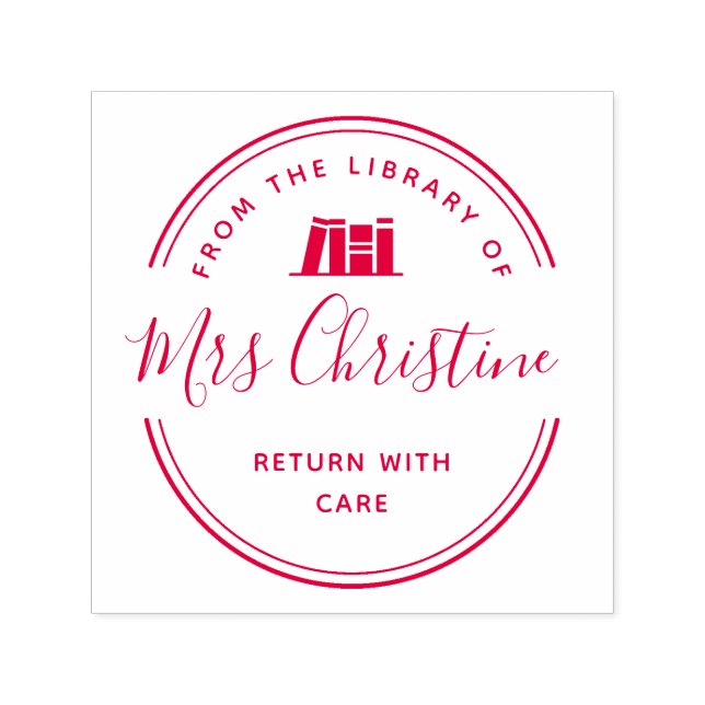 Tampon Auto-encreur Élégant tampon de livre de bibliothèque de scripts (Design)