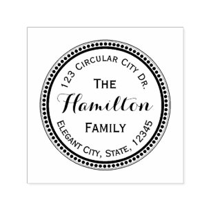 Tampon Auto-encreur Élégant Timbre d'adresse circulaire point circulai