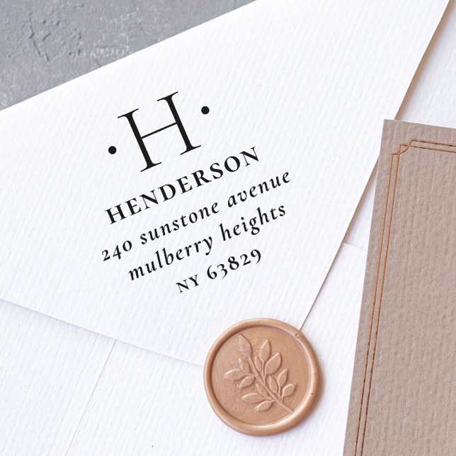 Tampon Auto-encreur Élégant traditionnel Monogramme famille Adresse de (Créateur téléchargé)