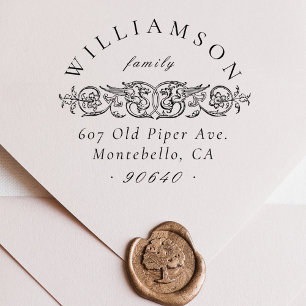 Tampon Auto-encreur Elegant Vintage Botanical Family Adresse de retour