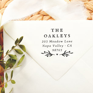 Tampon Auto-encreur Elégant Vintage Rustic Fleur sauvage Adresse de re