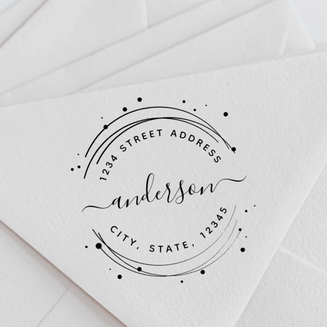 Tampon Auto-encreur Élégante calligraphie circulaire Nom Adresse de re (Créateur téléchargé)