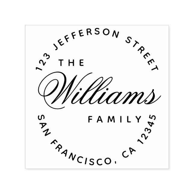 Tampon Auto-encreur Élégante calligraphie Nom de famille Adresse du sc (Design)