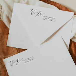 Tampon Auto-encreur Élégante calligraphie Nous faisons Mariage Adresse
