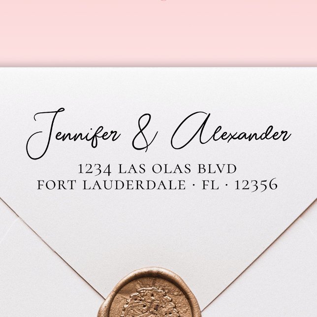 Tampon Auto-encreur Élégante Calligraphie Script Mariage Adresse de re (Créateur téléchargé)