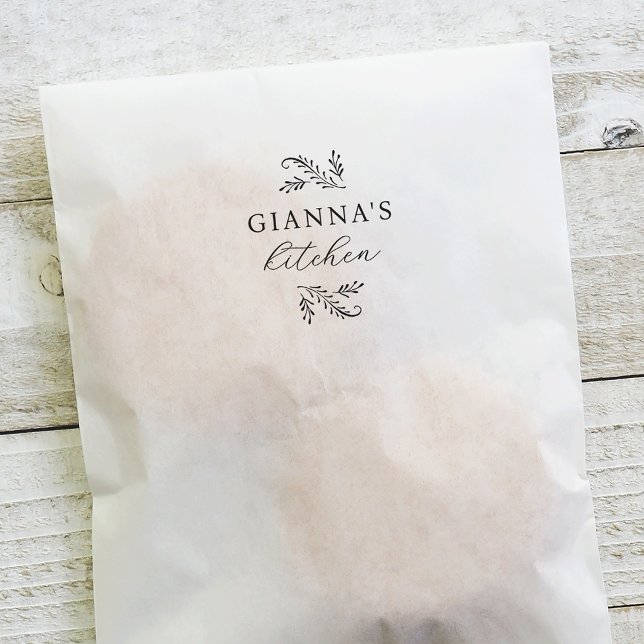 Tampon Auto-encreur Élégante Cuisine Botanique Personnalisée Vert (Créateur téléchargé)