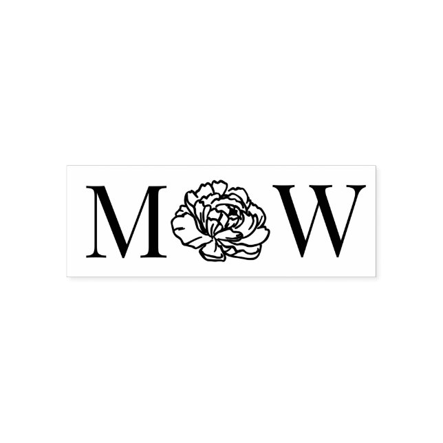 Tampon Auto-encreur Elégante Peony Flower 2 Initial Mariage Couple (Design)