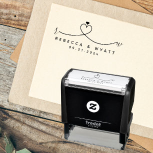 Tampon Auto-encreur Élégantes Initiales de Couple en Monogramme de Mar