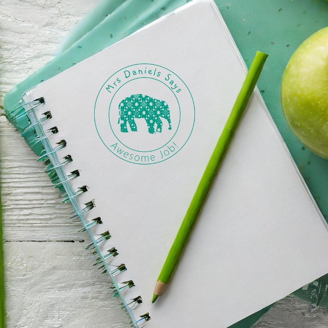 Tampon Auto-encreur Eléphant Cute Enseignants Personnalisés Bien Fait (Créateur téléchargé)