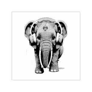 Tampon Auto-encreur Eléphant mignon bébé avec casque