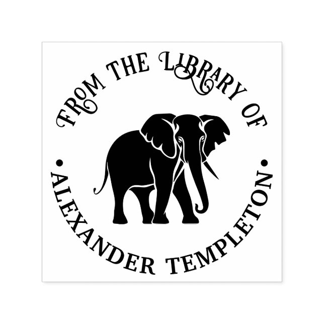 Tampon Auto-encreur Elephant Silhouette Library Book Name #2 (Design)