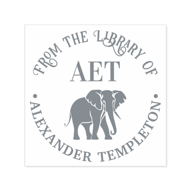 Tampon Auto-encreur Elephant Silhouette Library Book Name Initials #2 (Design)