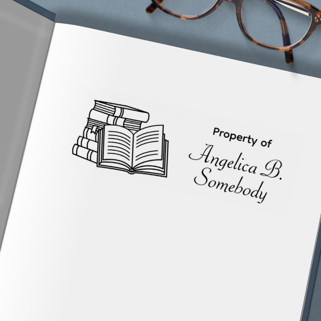 Tampon Auto-encreur Emballage de livres et livre ouvert Plaque d'achat (Créateur téléchargé)