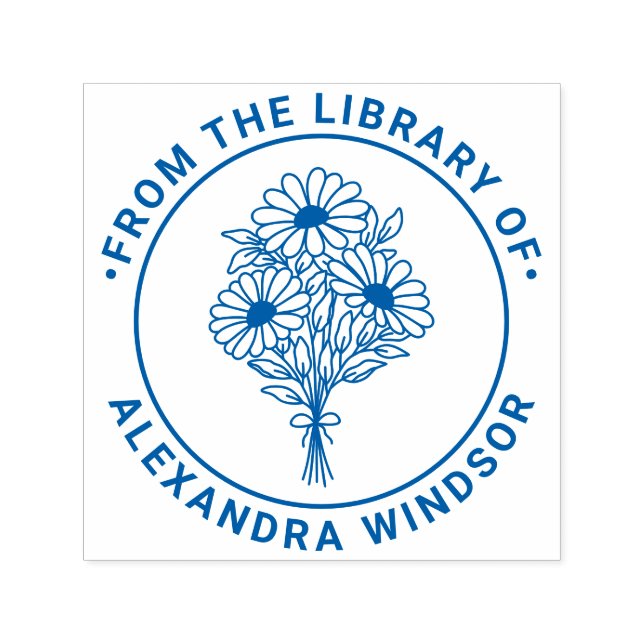 Tampon Auto-encreur Embosseur de nom de livre #2 Bouquet de fleurs sau (Design)