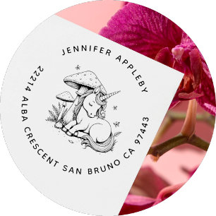 Tampon Auto-encreur Enchanted Baby Unicorn Toadstool Adresse papillon