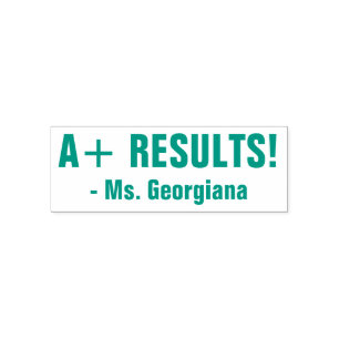 Tampon Auto-encreur Encouragement "A+ RÉSULTATS !" + Nom de l'éducateu