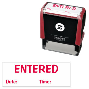 Tampon Auto-encreur ENTRÉE Avec Date Heure Rouge Encre auto-encrage Ti