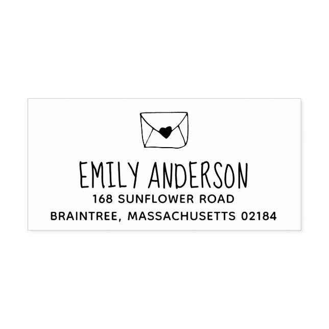 Tampon Auto-encreur Enveloppe de lettre d'amour avec coeur scellé (Design)