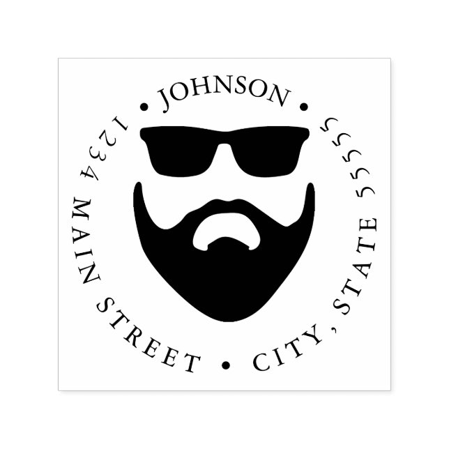 Tampon Auto-encreur Étiquette de retour de la barbe et des lunettes de (Design)