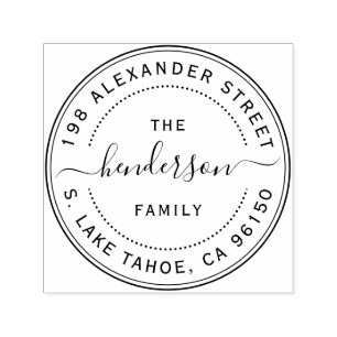 Tampon Auto-encreur Étiquette de retour de la famille du logo rond