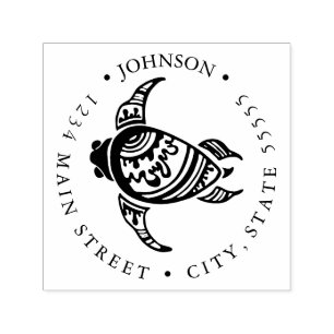 Tampon Auto-encreur Étiquette de retour de la tortue de mer tribale ha