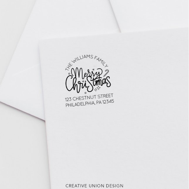 Tampon Auto-encreur Étiquette de retour de Noël rétrospective personna (Créateur téléchargé)