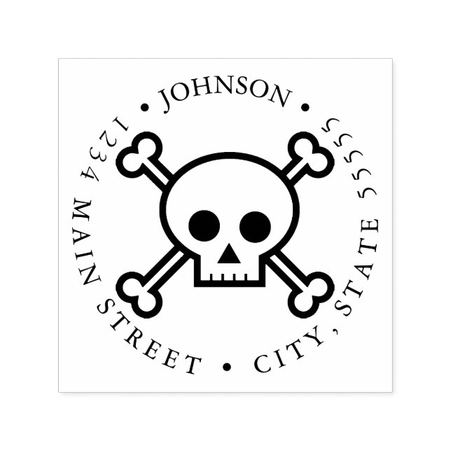 Tampon Auto-encreur Étiquette de retour du crâne humain et des os croi (Design)