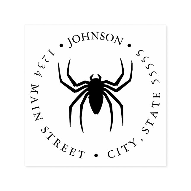 Tampon Auto-encreur Étiquette de retour Silhouette Araignée Noire et B (Design)